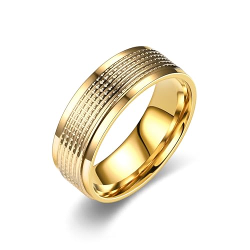 Whoiy Männer Ringe Gravur Personalisiert Poliert 8MM Eheringe Trauringe, Edelstahl Partnerringe Vergoldet Größe 65 (20.7) von Whoiy