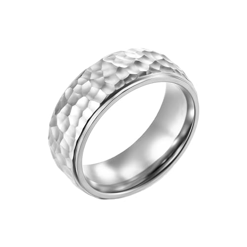Whoiy Männer Ringe Gravur Personalisiert Poliert 8MM Ring Verlobung, Edelstahl Bandring Silber für Ihn Größe 57 (18.1) von Whoiy