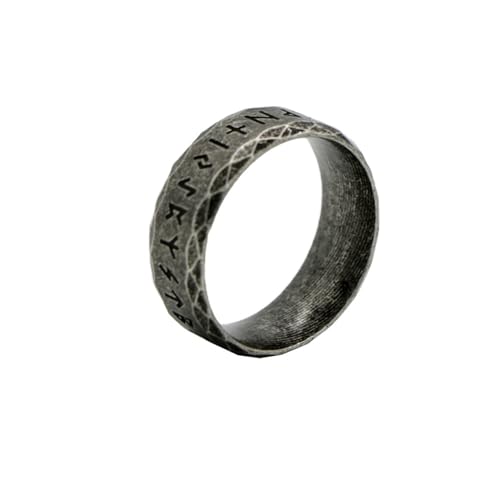 Whoiy Männer Ringe Gravur Personalisiert Wikinger 8MM Eheringe Trauringe, Edelstahl Punk Retro Ringe Verlobung Partnerringe Silber Schwarz Größe 54 (17.2) von Whoiy