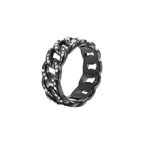 Whoiy Männer Ringe Hohlband 8.3MM Freundschaftsring, Edelstahl Verlobungs Ringe Schwarz mit Zirkonia Größe 67 (21.3) von Whoiy