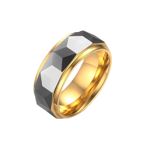 Whoiy Männer Ringe Poliert Wolframcarbid, Gold Silber Hochzeitsringe Trauringe Eheringe Trauringe Eheringe 8MM Personalisiert Gravur für Ihn Größe 67 (21.3) von Whoiy