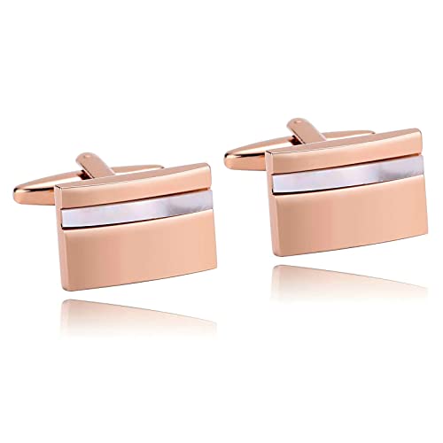 Whoiy Manchettenknoepfe Hochzeit Rosegold, Manschettenknöpfe Herren Gravur Edelstahl Camber-Rechteck für Männer Smokinghemd Kostenlos Gravieren von Whoiy