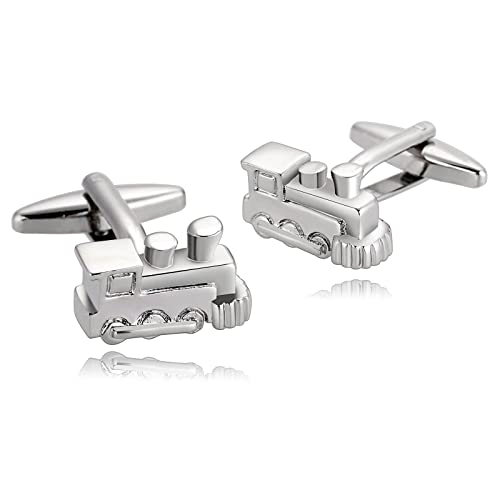 Whoiy Manchettenknoepfe Silber, Cufflinks Shirt Edelstahl Silber Hochzeit Manschettenknöpfe Zug für Männer Anzughemd von Whoiy