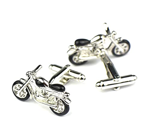 Whoiy Manschettenknöpfe Set Silber, Manchettenknoepfe Lustig Vergoldet Silber Manschettenknöpfe Moto für Männer Kostenlose Gravur mit Geschenkbox von Whoiy