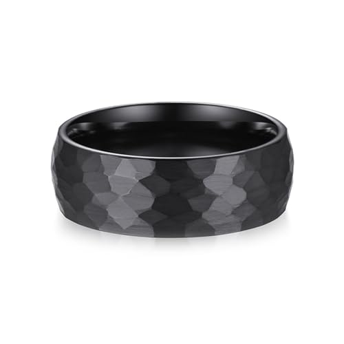 Whoiy Matt Ringe Herren Schwarz 8MM, Bandringe Gothic Schlicht Band Wolframcarbid Schmuck Trauringe mit Personalisiert Gravur für Ihn Größe 62 (19.7) von Whoiy