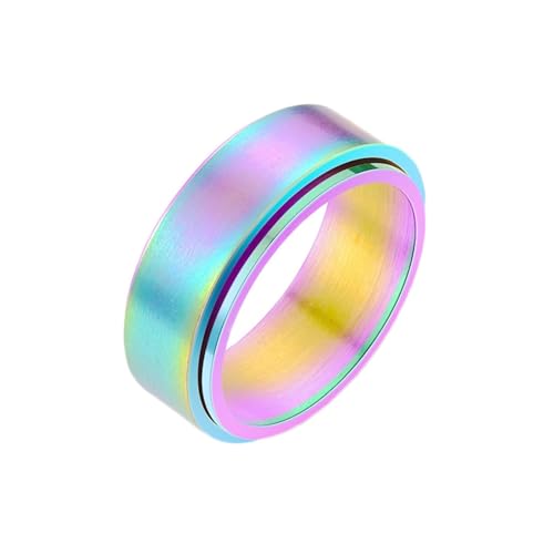 Whoiy Mehrfarbig Versprechensring Spinner, Herren Verlobungs Ringe 8MM Matt Edelstahl Ringe mit Gravur Größe 60 (19.1) von Whoiy