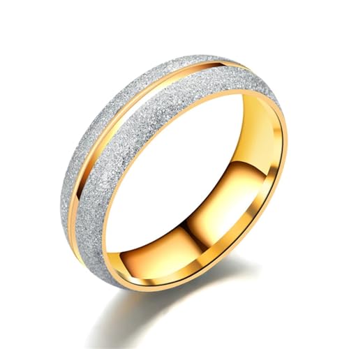 Whoiy Mode Ring Gold Für, Edelstahl 6MM Matt Ringe Verlobungsringe Unisex mit Gravur Größe 57 (18.1) von Whoiy