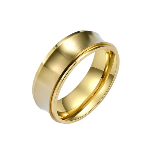 Whoiy Modeschmuck Ring Gold mit Gravur, Edelstahl Ringe Spinner Poliert Freundschafts Ringe 8MM für Herren Größe 67 (21.3) von Whoiy