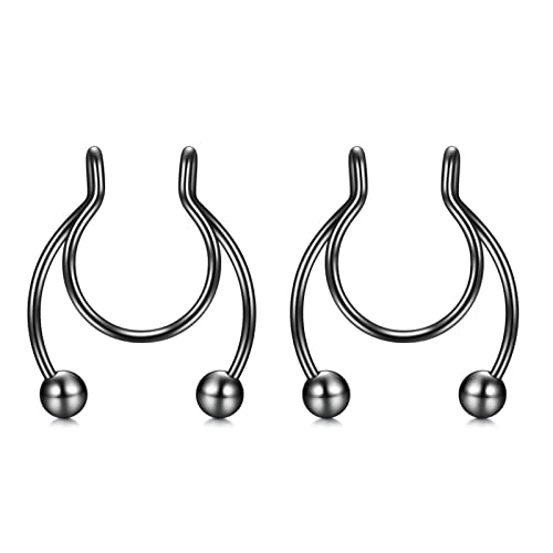 Whoiy Nasenpiercing Blau, Nasenring Nickelfrei 10 Stück 8Mm Edelstahl 316L Piercing Set mit Antlers U-Förmigem Design für Männer Frauen von Whoiy