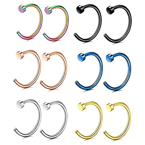 Whoiy Nasenpiercing Männer, Nasenstecker Brilliant 4 Stück Edelstahl 316L Piercing Set C-Form Silber für Männer Frauen von Whoiy