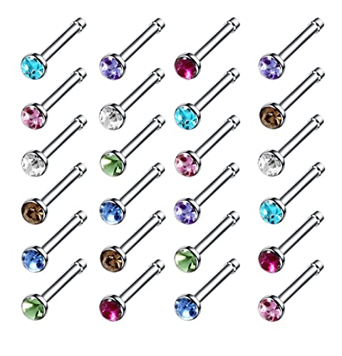 Whoiy Nasenpiercing Stecker Blau, Helix Piercings Ring 1 Stück 1.6X12Mm Edelstahl 316L Piercing Set Gerade mit Zirkon für Frauen von Whoiy