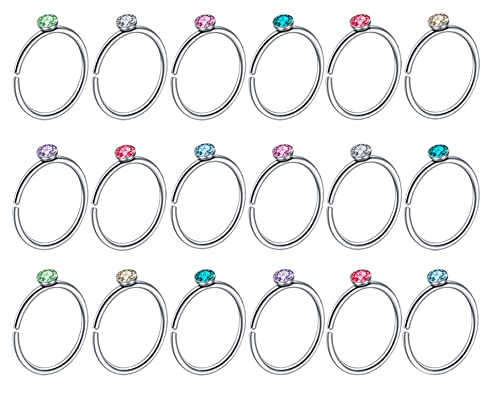 Whoiy Nasenring 10Mm Durchmesser, Helix Piercings Ring 5 Stück 1.6X10X3Mm Edelstahl 316L Piercing Set C-Band Zirkon Mehrfarbig für Frauen von Whoiy