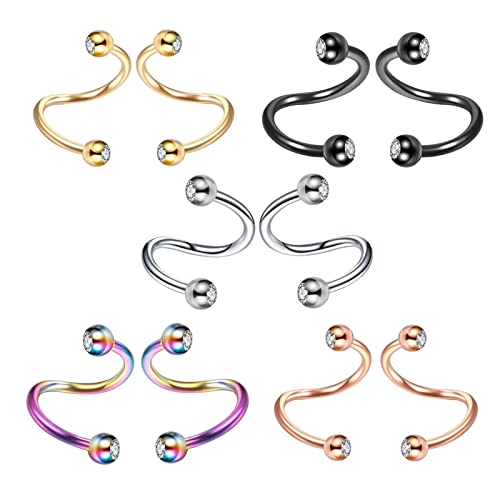 Whoiy Nasenring Lila, Nasenpiercing Stecker Echt Silber 16G 1 Stück 9Mm Sterling Silber Piercing Set S-Form mit Zirkonia für Frauen von Whoiy