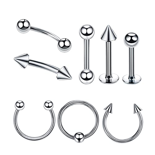 Whoiy Nasenstecker Edelstahl, Nasenring Piercing Rosegold Dünn 4 Stück 1.2X12X4Mm Piercing Set C-Form-Augenbrauen-Ohr-Nasen-Bolzen-Set für Frauen von Whoiy