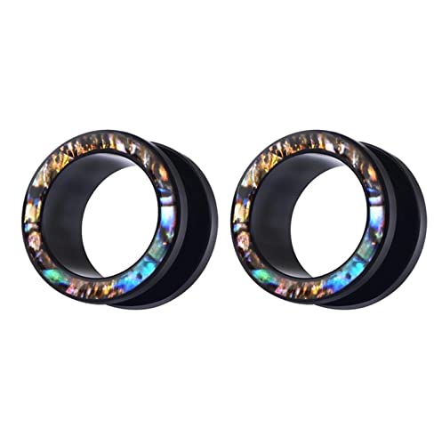 Whoiy Ohr Plugs Acryl 14mm, Piercing Ohr Schwarz Modetunnel mit Schale 2Stck Piercing Ohr Tragus für Frauen Männer von Whoiy