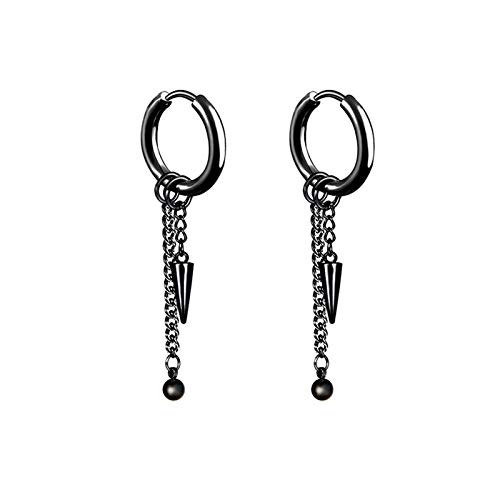 Whoiy Ohrring Männer, Piercing Ohr Chirurgenstahl Quastenkette Männer Ohrringe Modern Creolen Ohrring Schwarz von Whoiy