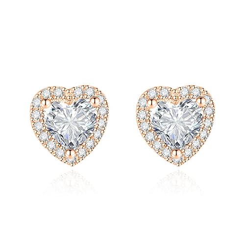 Whoiy Ohrringe Herz Silber, Ohrringe Set Allergiefrei Geschenke für Mutter Tochter Braut Herzschliff Zirkonia Weiß von Whoiy