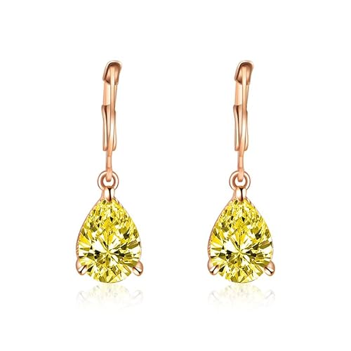 Whoiy Ohrringe Set Hängend, Ohrringe Hängend Cute Geschenke für Mutter Tochter Braut Tropfenschliff Zirkonia Gelb von Whoiy
