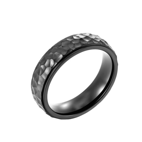 Whoiy Partner Verlobungsringe Frauen 6MM mit Personalisiert Gravur, Schwarz Ringe Poliert Edelstahl Versprechensring für Sie Größe 60 (19.1) von Whoiy