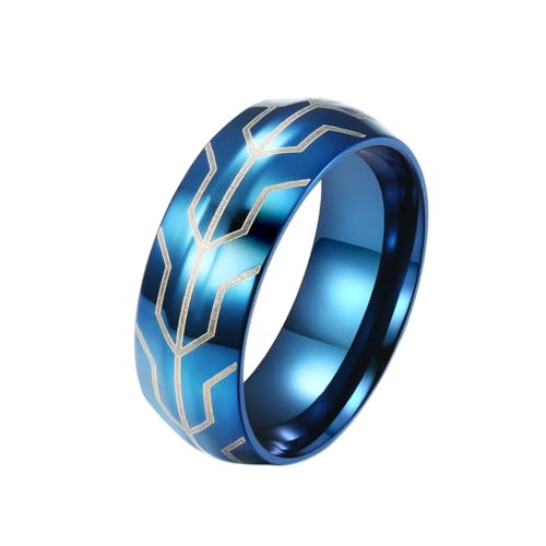 Whoiy Partnerringe Eheringe Männer Blau mit Gravur, Edelstahl Punk Ring 8MM Ausgefallene Verlobungsringe Größe 57 (18.1) von Whoiy