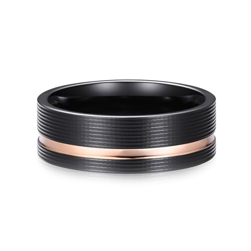 Whoiy Partnerringe Freundschaftsringe Schwarz mit Gravur, Wolframcarbid Ringe Matt Rille Bandring 8MM für Männer Größe 54 (17.2) von Whoiy