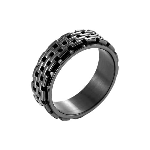 Whoiy Partnerringe Hochzeit Männer 8MM mit Personalisiert Gravur, Schwarz Ringe Spinner Edelstahl Eheringe Partnerringe Trauringe für Ihn Größe 62 (19.7) von Whoiy