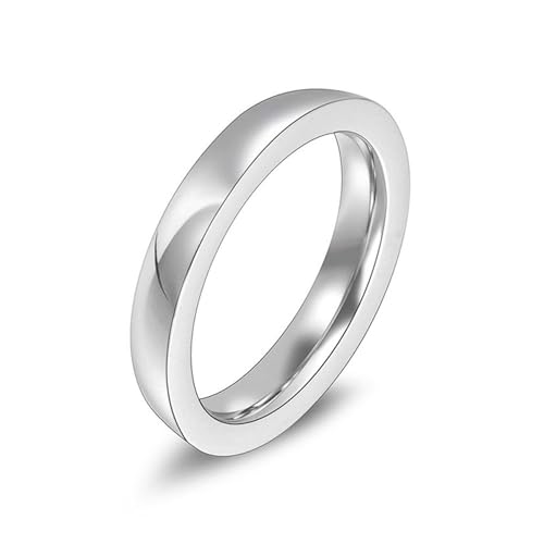 Whoiy Poliert Ringe Frauen Silber 3.5MM, Trauringe Verlobungsringe Partnerringe Edelstahl Eheringe Hochzeitsringe mit Personalisiert Gravur für Sie Größe 54 (17.2) von Whoiy