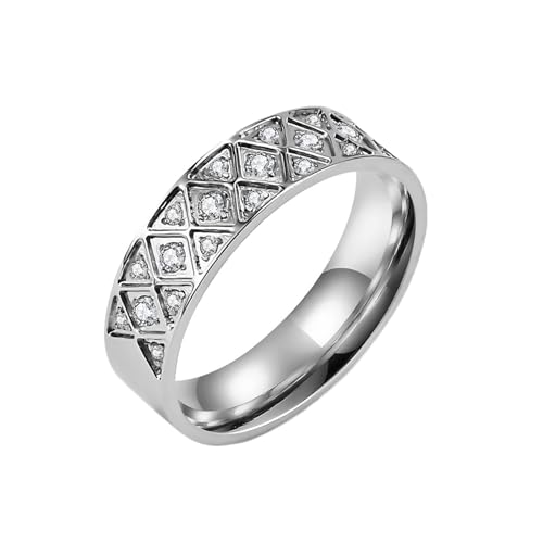 Whoiy Poliert Ringe Frauen Silber 6MM mit Zirkonia, Verlobungsringe Eheringe Edelstahl Freundschaftsring mit Personalisiert Gravur für Sie Größe 65 (20.7) von Whoiy