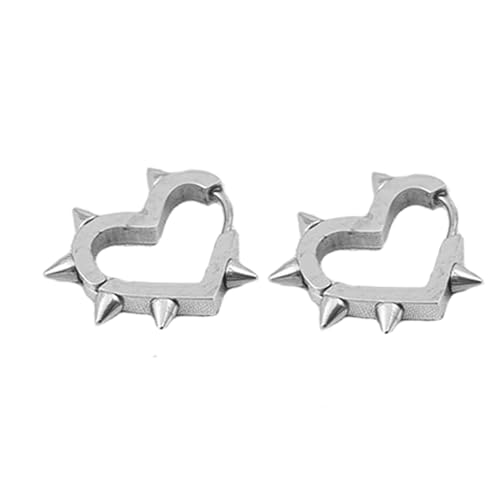 Whoiy Punk Ohrringe Edelstahl Creolen, Gotisch Ohrschmuck Creolen Ohrringe Silber Ohrringe Kleines Geschenk für Frauen von Whoiy