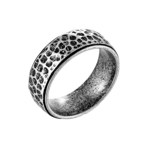 Whoiy Retro Ringe Männer Vintage Silber 8MM, Bandringe Edelstahl Partnerringe Hochzeit mit Personalisiert Gravur für Ihn Größe 54 (17.2) von Whoiy