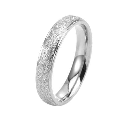 Whoiy Ring Edelstahl Gravur Personalisiert, Sandstrahl Glitzer Partnerringe Valentinstag 4MM Silberring Ausgefallene Verlobungsringe für Frauen Größe 60 (19.1) von Whoiy