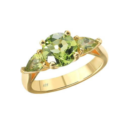 Whoiy Ring Frauen, Elegant Peridot Ehering Echt Silber 925 Trauring Verlobungsringe für Damen Gr. 53 (16.9) von Whoiy