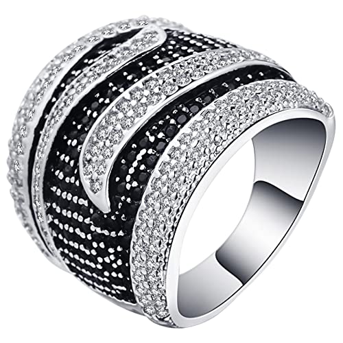 Whoiy Ring Schmuck 57, Ringe Damen Große Größen Silber Eheringe Breiter Ring Verlobungsring für Frauen von Whoiy
