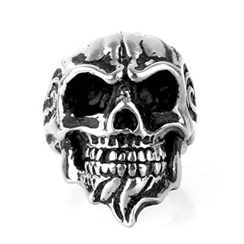 Whoiy Ring Schmuck Edelstahl, Engagement Ring Punk Rock Skull Ring Silber Größe 57 (18.1) Zum Valentinstag Jahrestag von Whoiy