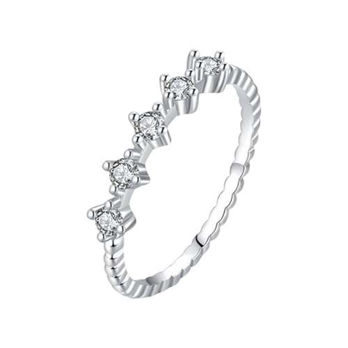 Whoiy Ringe 925 Echt Silber Damen, Ehering Zierlich mit Zirkonia Hochzeit ringe Gravur Bandringe für Frauen Größe 49 (15.6) von Whoiy