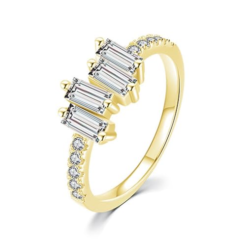 Whoiy Ringe 925 Silber Damen, Ehering Elegant mit Zirkonia Unique Hochzeit ringe Vergoldet Bandring für Frauen Größe 52 (16.6) von Whoiy