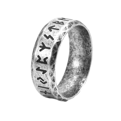 Whoiy Ringe Eheringe Wikinger mit Gravur, 8MM Silber Edelstahlring Herren Herrenring Eheringe Partnerringe Größe 54 (17.2) von Whoiy