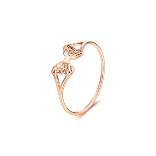 Whoiy Ringe Freundschaftsringe Rosegold, Edelstahl Hohler Schmetterling Ausgefallene Verlobungsringe Damen Größe 54 (17.2) von Whoiy