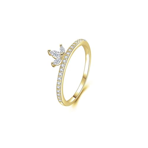 Whoiy Ringe Silber 925, Eheringe Damen Gold mit Gravur Hochzeit ringe Blume Zirkonia Zart Bandring Frauen Größe 60 (19.1) von Whoiy