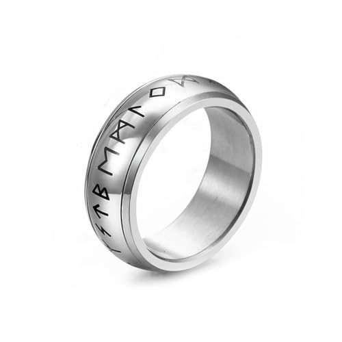 Whoiy Ringe Verlobung Ringe Silber mit Gravur, Edelstahl Ringe Spinner Punk Poliert Eheringe Partnerringe 8MM für Herren Größe 67 (21.3) von Whoiy