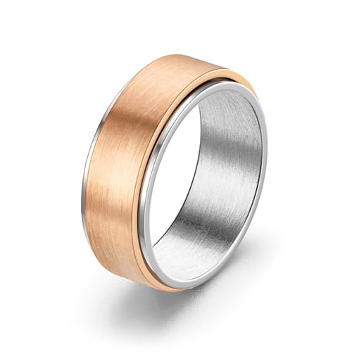 Whoiy Rosegold Partnerringe Valentinstag Spinner, Frauen Mode Ring 8MM Matt Edelstahl Ringe mit Gravur Größe 62 (19.7) von Whoiy