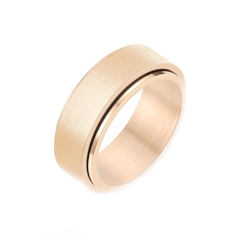 Whoiy Rosegold Trauring Spinner, Unisex Versprechensring 8MM Matt Edelstahl Ringe mit Gravur Größe 67 (21.3) von Whoiy