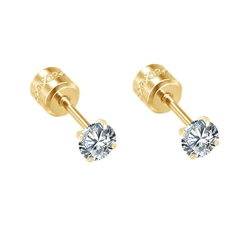 Whoiy Runder Zirkonia Ohrringe Damen Edelstahl Ohrstecker 5mm, Knorpel Piercing Frauen Schmuck Ohrstecker Ohrringe Vergoldet Ohrringe Kleines Geschenk Zum Schrauben von Whoiy