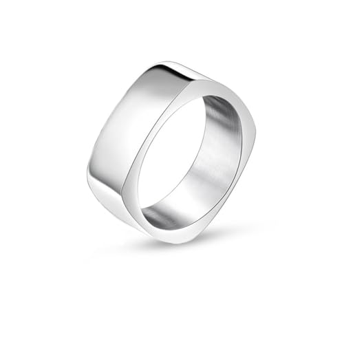 Whoiy Schlicht Band Ringe Herren Silber 7.4MM, Ehering Poliert Edelstahl Verlobungsringe Zum Valentinstag mit Personalisiert Gravur für Ihn Größe 65 (20.7) von Whoiy