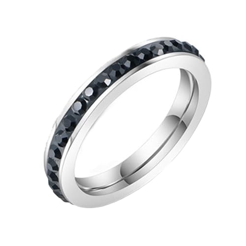 Whoiy Schwarz Ausgefallene Verlobungsringe Ewigkeit mit Zirkonia, Herren Ringe Eheringe 3.5MM Edelstahl Ringe mit Gravur Größe 49 (15.6) von Whoiy