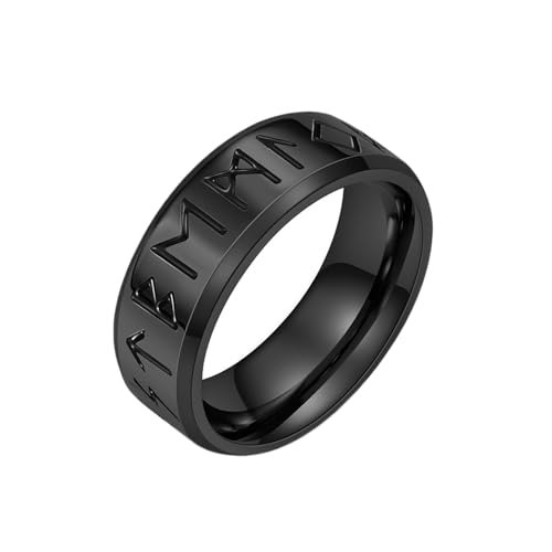 Whoiy Schwarz Eheringe Partnerringe Trauringe Wikinger Gothic, Herren Verlobungsringe Hochzeitsringe 8MM Edelstahl Ringe mit Gravur Größe 57 (18.1) von Whoiy