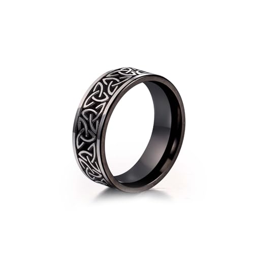 Whoiy Schwarz Eheringe Verlobung Keltischer Knoten Gothic, Männer Trauring 7.8MM Edelstahl Ringe mit Gravur Größe 60 (19.1) von Whoiy