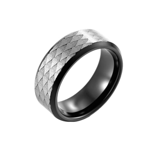 Whoiy Schwarz Partnerringe Matt, Herren Hochzeit Ringe 8MM Wolfram Ringe mit Gravur Größe 62 (19.7) von Whoiy