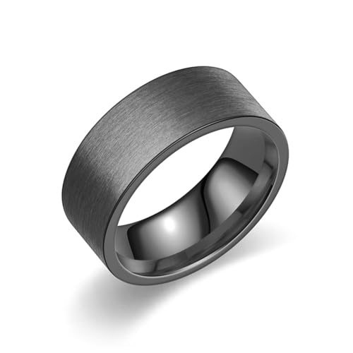 Whoiy Schwarz Ringe Frauen Matt 8MM, Hochzeit Ring Schlicht Band Edelstahl Trauringe für Sie mit Gravur Größe 67 (21.3) von Whoiy