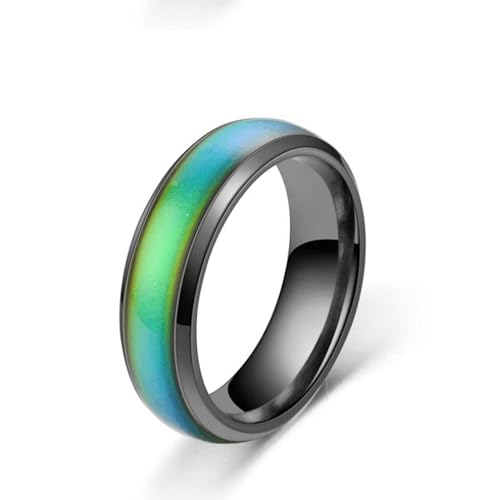 Whoiy Schwarz Verlobungs Ring Farbwechselring, Herren Versprechensring 6MM Edelstahl Ringe mit Gravur Größe 54 (17.2) von Whoiy